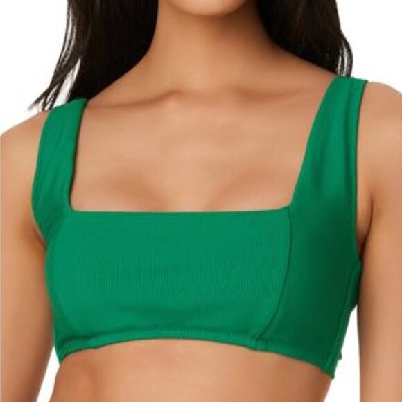 Bar III Micro Rib Sling Bandeau Bikini Swim Top Vivid Green - Picture 1 of 8